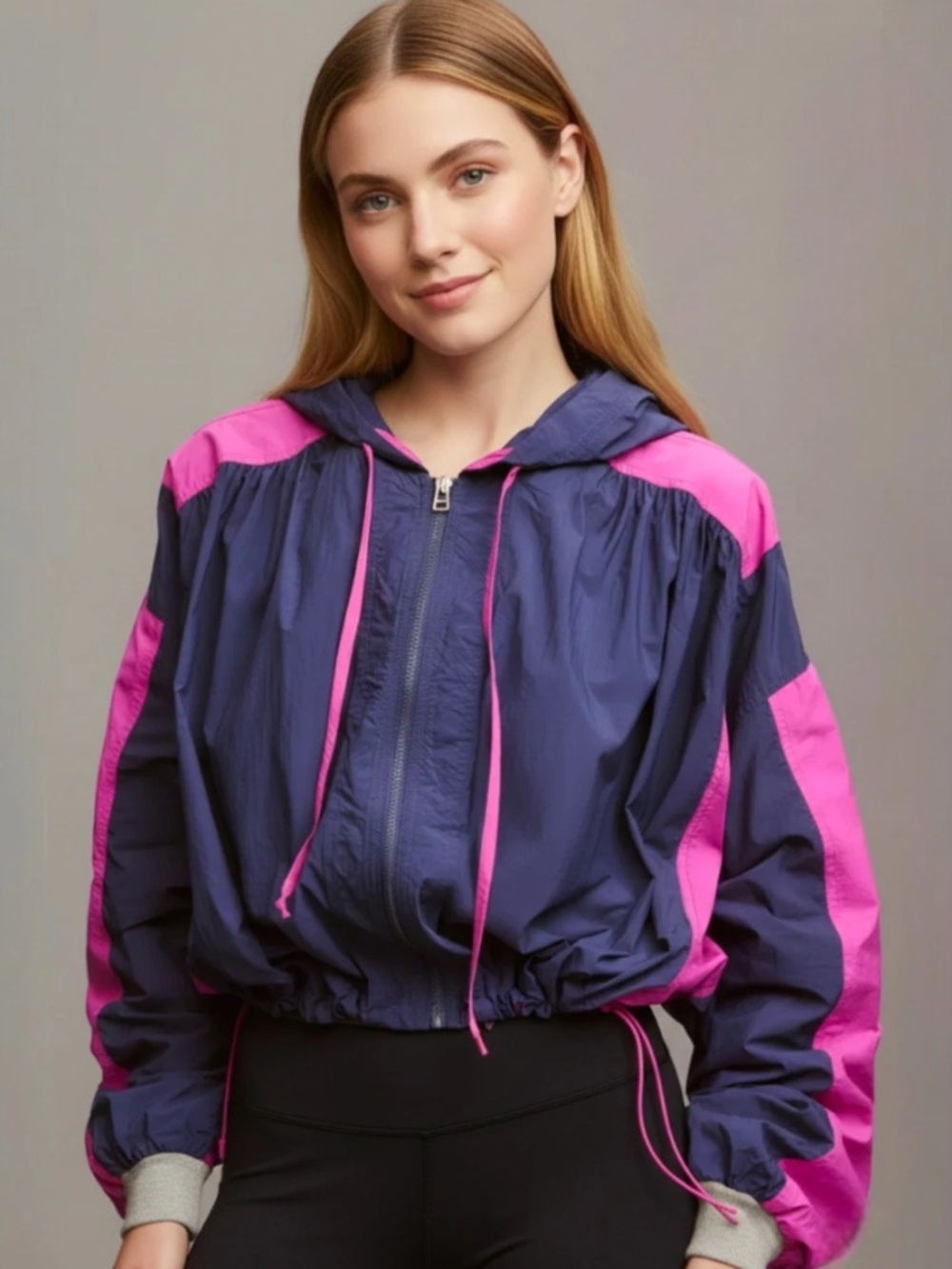 Daily Practice by Anthropologie Colorblock Nylon Cropped Jacket Size Medium